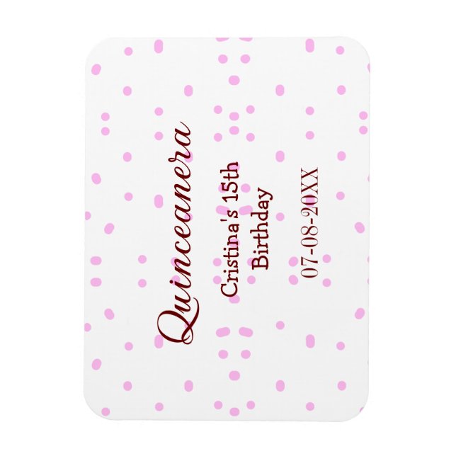 Íman Quinceanera anos 15 de aniversário adicione nome p (Vertical)