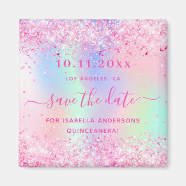 Íman Quinceanera - imã salve a data brilhante rosa