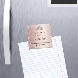 Íman Quinceanera rosa dourado glitter tiara salvar a da