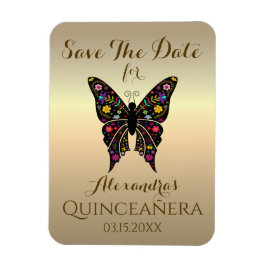Íman Quinceanera Salve A Data 15 Birthday Butterfly