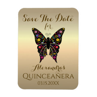 Íman Quinceanera Salve A Data 15 Birthday Butterfly