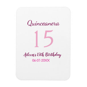 Íman Quinceanera simples 15 de aniversário de fada rosa