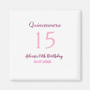 Íman Quinceanera simples 15 de aniversário de fada rosa