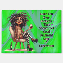 Quirky Lady Tattoo & Wine - Magnet