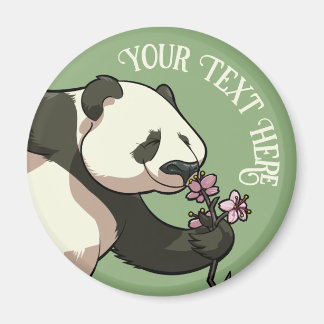 Íman Quirky Panda Add Your Text Cherry Blossom Artwork