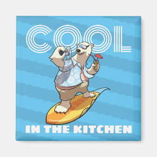 Íman Quirky Polar Bear Cool In The Kitchen Surf Cartoon