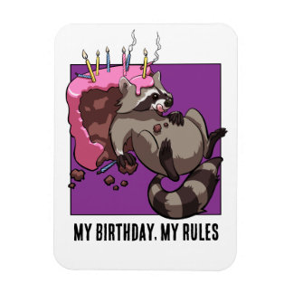 Íman Quirky Raccoon Character My Birthday My Rules Cake