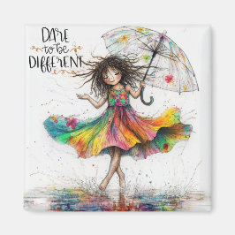 Íman Quirky Umbrella Girl Atreve-Se A Ser Magneta