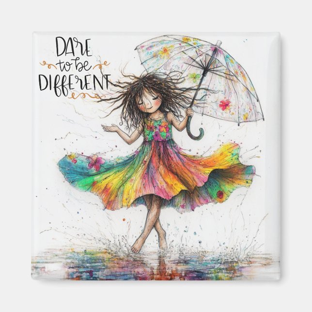 Íman Quirky Umbrella Girl Atreve-Se A Ser Magneta (Frente)