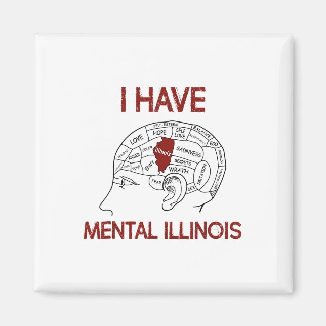 Íman Quote Amantes Eu Tenho Mental Illinois (Frente)