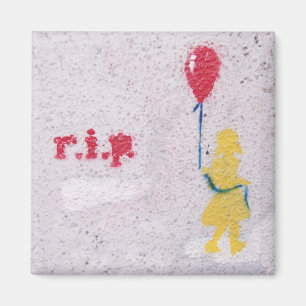 Íman r.i.p. estêncil: menina com o balão vermelho