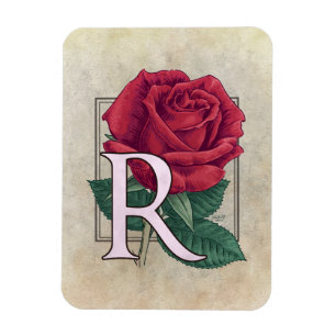 Íman R para o monograma da flor dos rosas