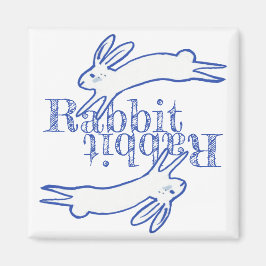 Íman Rabbit Coelho Azul Branco Mensal Magnético