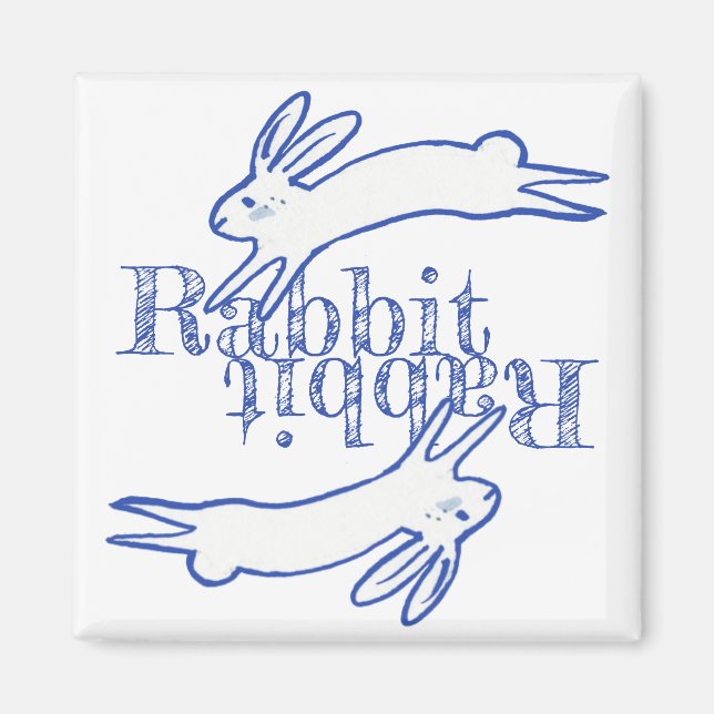 Íman Rabbit Coelho Azul Branco Mensal Magnético (Frente)