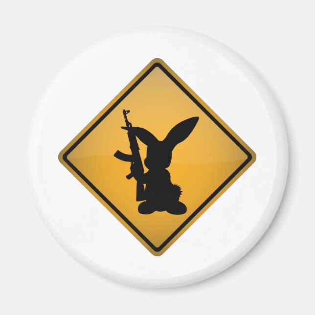 Íman Rabbit com sinal de aviso de arma (Frente)