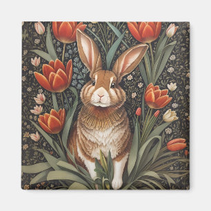 Íman Rabbit vermelho Tulipas William Morris inspiradas