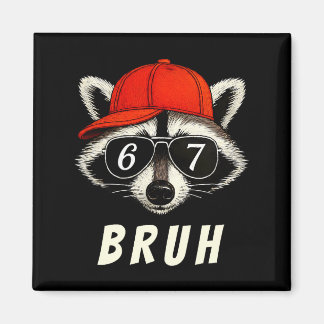 Íman Raccoon 67 Bruh Six Seven Meme Racoon Orange Hat R