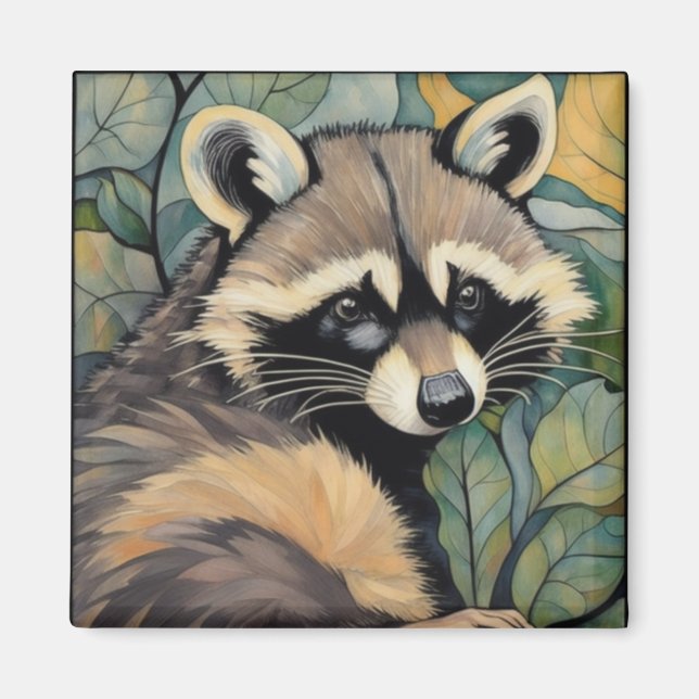 Íman Raccoon Art Nouveau Magnet (Frente)