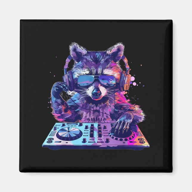 Íman Raccoon Dj Edm Techno House Music Funny Animal Lov (Frente)