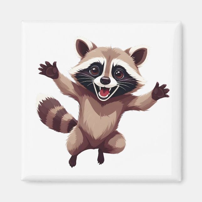 Íman Raccoon Happy Brincando Com A Alegria Do Ar (Frente)