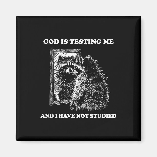 Íman Raccoon Meme Engraçado Dizer Que Deus Está Me Test (Frente)
