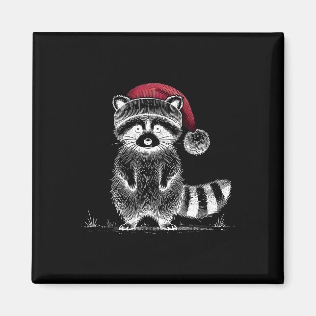 Íman Raccoon Santa Hat Lo Panda Raccoon (Frente)