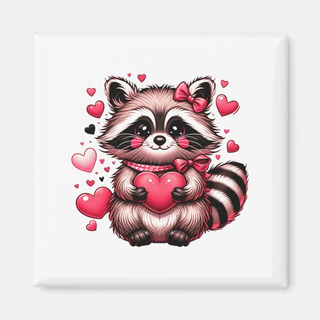 Íman Raccoon Valentine Hearts  (Frente)