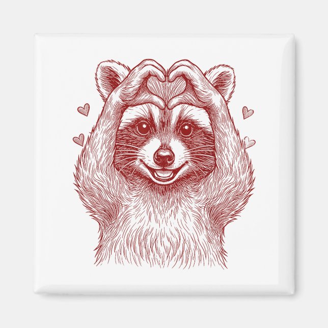 Íman Raccoon Valentines Day Funny Feral Raccoon Love He (Frente)