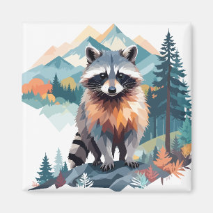 Íman Raccoon Vetor Art Animal Na Natureza Majestosa