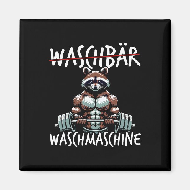 Íman Raccoon Washing Machine Raccoon Malhação Bodybuild (Frente)