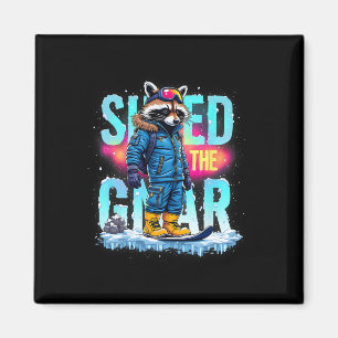 Íman Raccoon Winter Sports Men Ski Espalhou A Gnar Snow