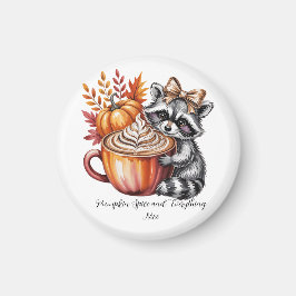 Íman Raccoon with Pumpkin Latte Fall Season Magnet
