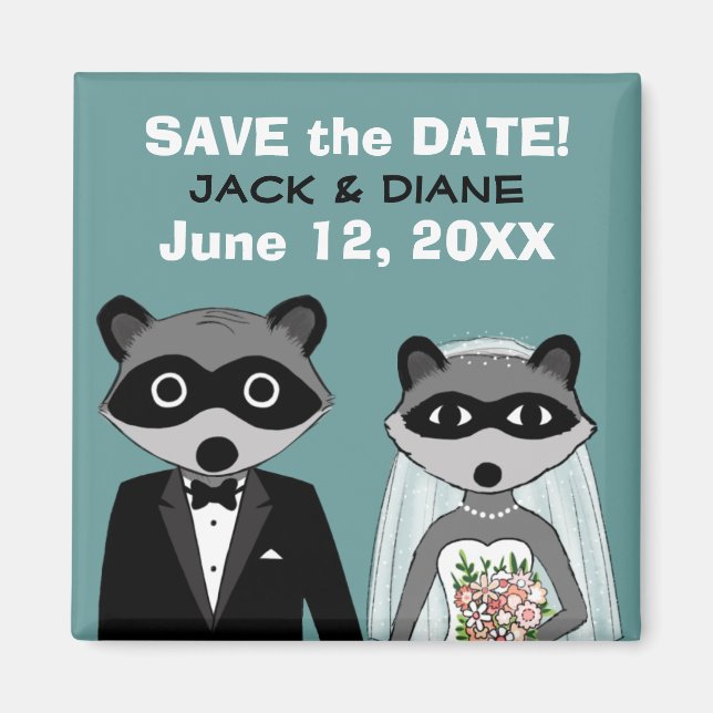 Íman Raccoons Wedding Date (Frente)