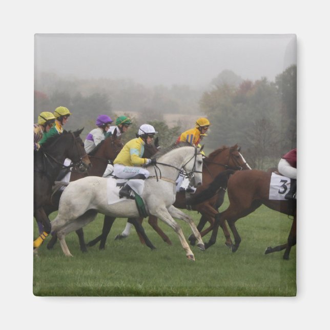 Íman Race Horse Field Square Magnet (Frente)