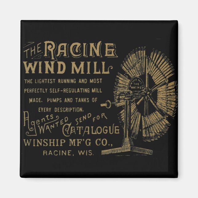Íman Racine Wind Mill Racine Wisconsin 1889 (Frente)