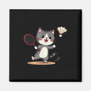Íman Racquete de Peteca de Gato Fofo de Badminton Engra