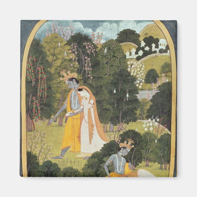 Íman Radha e Krishna andando em um bosque (Frente)