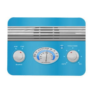Íman Rádio azul do vintage