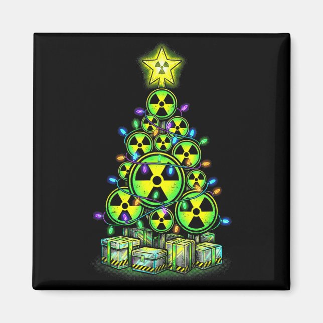 Íman Radioactive Christmas Tree Graphic Nuclear Warning (Frente)