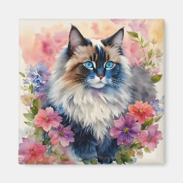 Íman Ragdoll Cat Floral Art