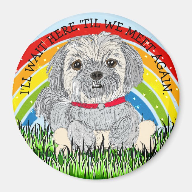 Íman Rainbow Bridge  cachorrinho Shiatsu ou Lhasa Apso (Frente)