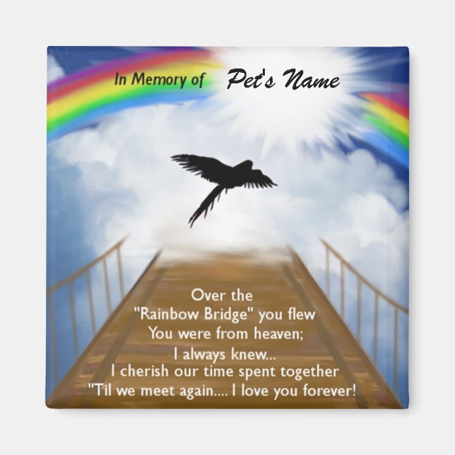 Íman Rainbow Bridge Memorial Poem for Birds (Frente)