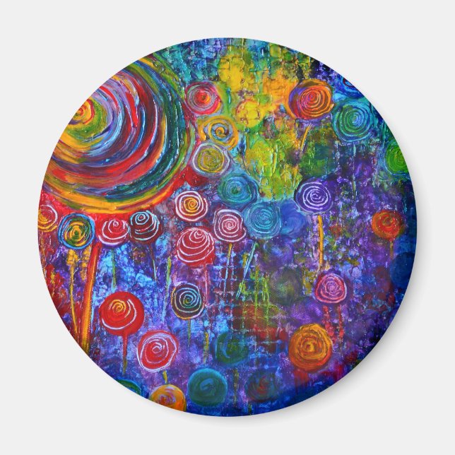 Íman Rainbow Candy Swirls Coloridos Art Design (Frente)