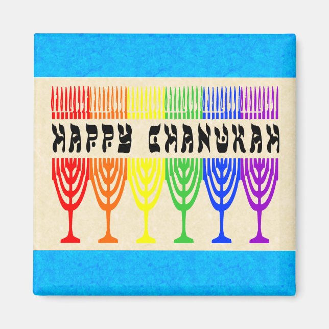 Íman Rainbow Happy Chanukah Magnets (Frente)