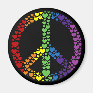 Íman Rainbow Heart Peace Sign Magnet