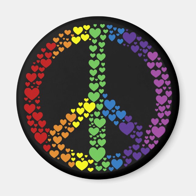 Íman Rainbow Heart Peace Sign Magnet (Frente)