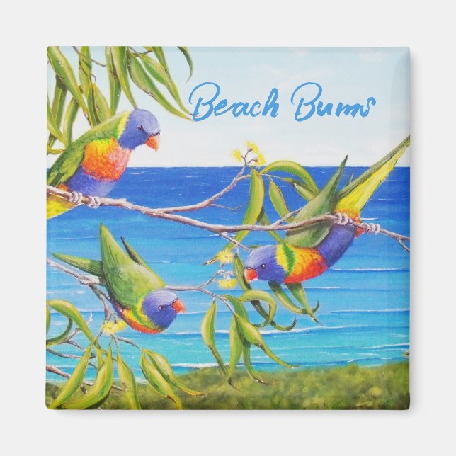 Íman Rainbow Lorikeet Beachy Blue Art Austrália (Frente)