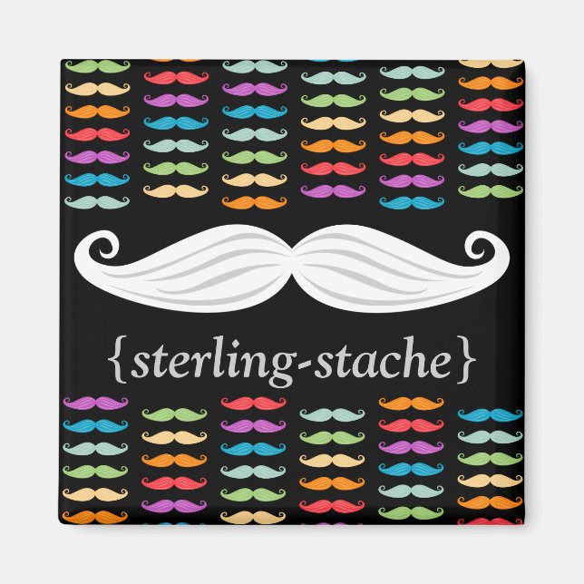 Íman Rainbow Mustaches "Sterling-Stache" (Frente)