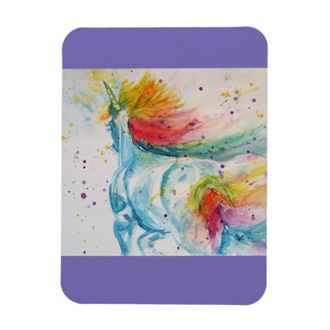 Íman Rainbow My Horse é um íman de aquarela Unicórnio (Vertical)