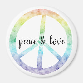 Íman Rainbow Peace Sign com coração personalizado